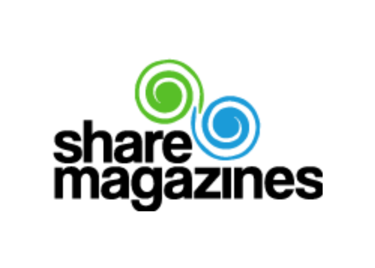 share magazines logo with backround